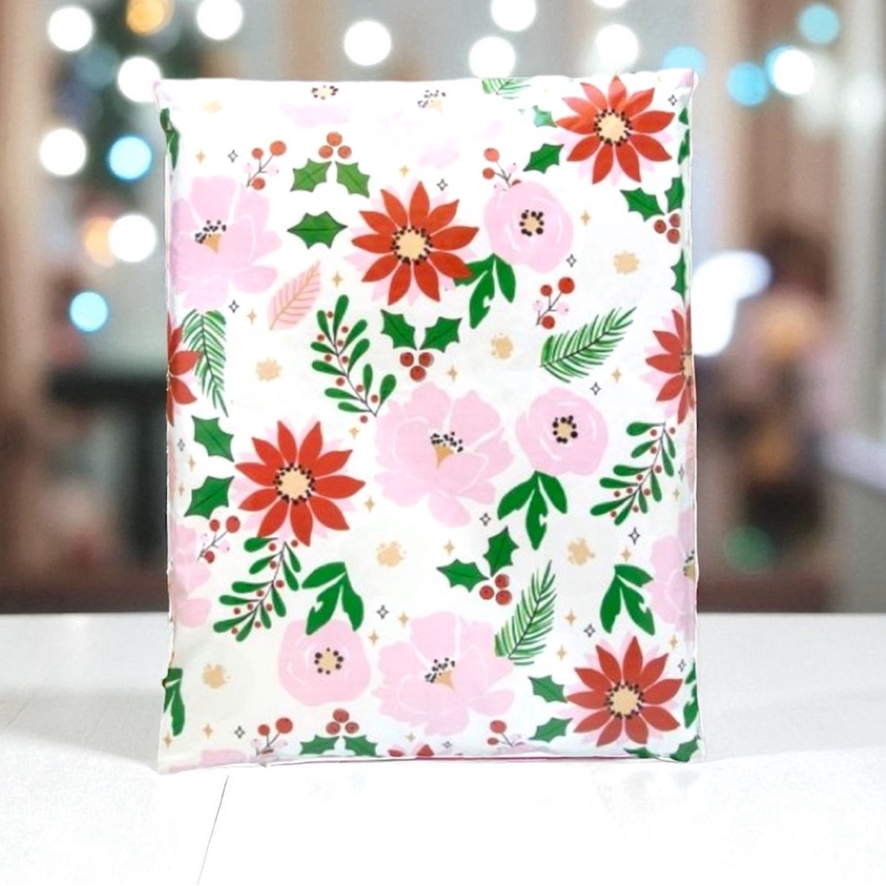 Festive Floral Poly Mailers 10x13 Pack of 25 - Picture 3 of 9